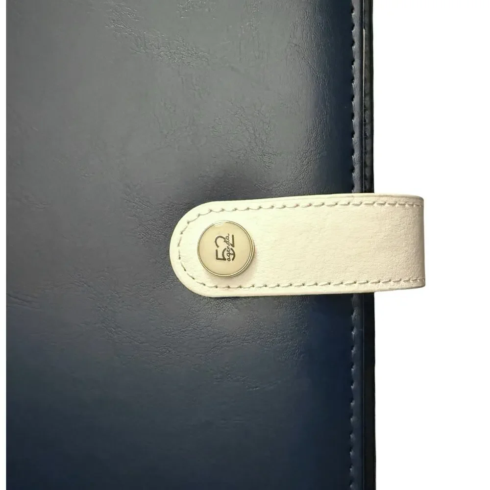 The Paper Studio Agenda 52 Navy Blue White Planner 6 Ring 7.5
